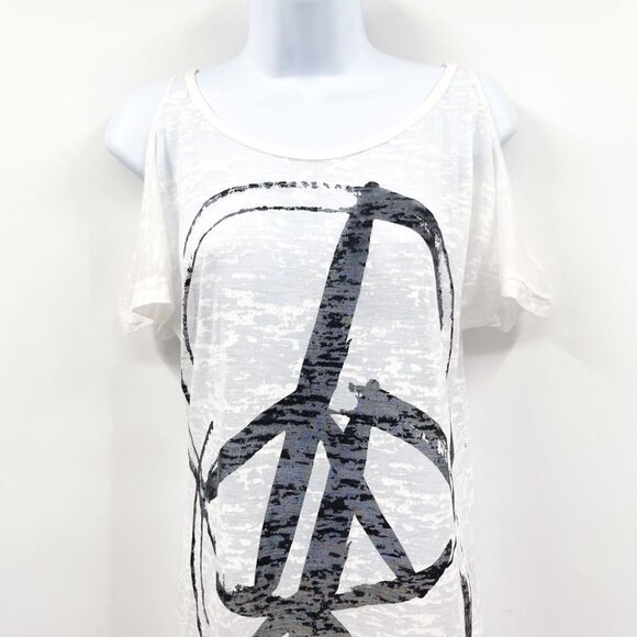 BCBGMAXAZRIA BCBG Y2K Peace Sign Graphic Sheer Burnout Swim Cover Up Dress - Picture 3 of 7